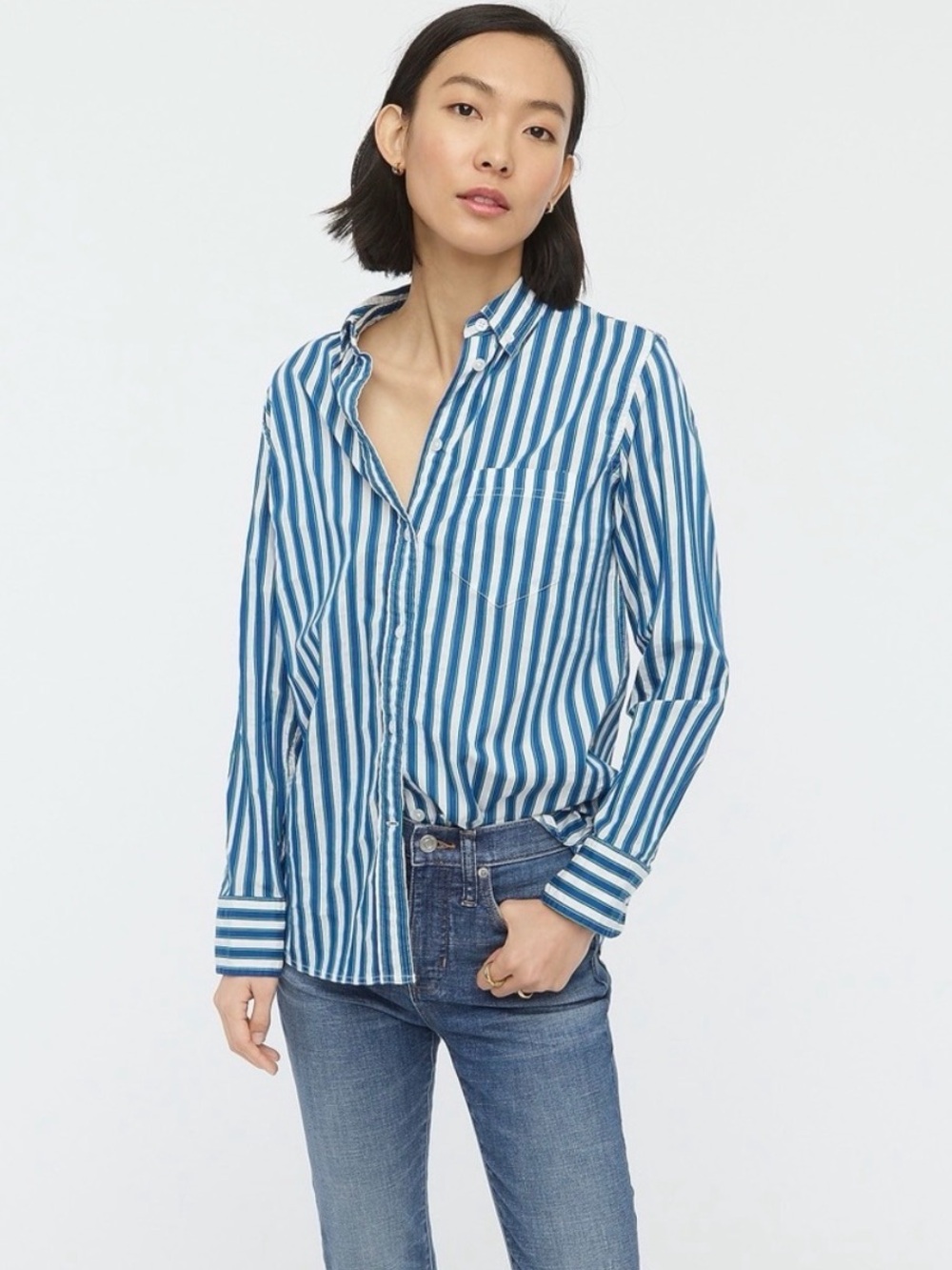 J.CREW Women’s Classic-fit Shirt in Textured Stripe AW711